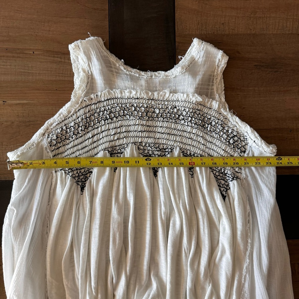 Free People White Gauze tunic Top with Smocked Yoke - Picture 5 of 9